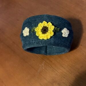 Hand Crafted Denim with Yellow Sunflower